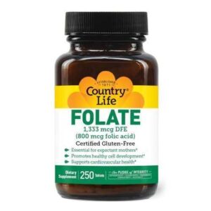 "Folic acid 800 mcg tablets Country Life"