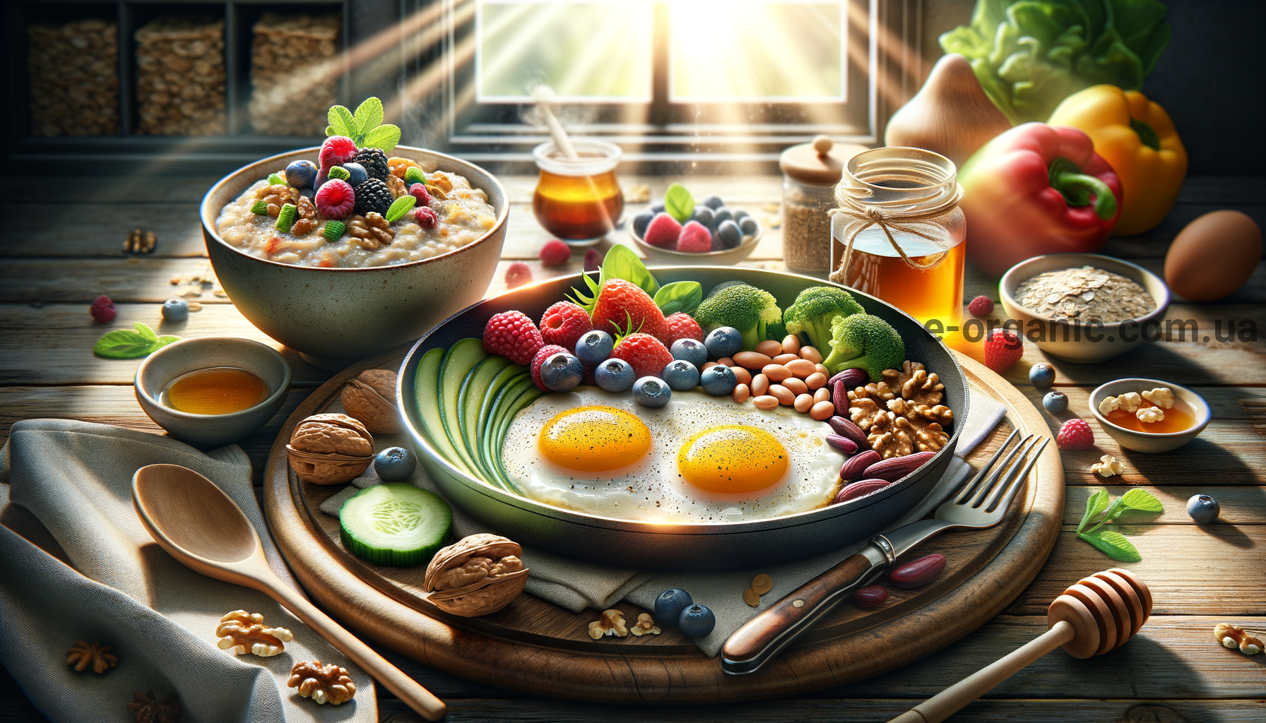 Illustration for section: Збийте яйця, додайте нарізані овочі та боби, потім обсм - білкові сніданки