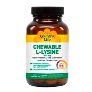 image Амінокислота L-лізин 600 мг 60 жувальних таблеток ТМ Кантрі Лайф / Country Life