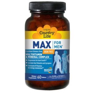"Max For Men Free Iron vitamins and minerals"