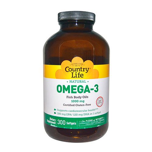 omega-3-1000mg-300-500x500 image Вітаміни Omega-3 (Омега-3 риб'ячий жир) 1000 мг 300 капсул ТМ Кантрі Лайф / Country Life