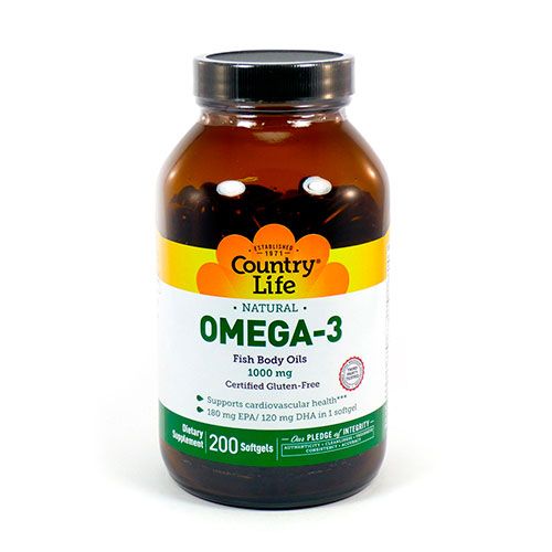 omega-3-fo-1000mg-200-500x500 image Вітаміни Omega-3 (Омега-3 риб'ячий жир) 1000 мг 200 капсул ТМ Кантрі Лайф / Country Life