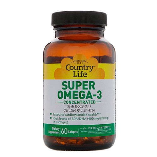 super-omega-3-500x500 image Вітаміни Super Omega-3 (Омега-3 концентрований риб'ячий жир) 60 капсул ТМ Кантрі Лайф / Country Life