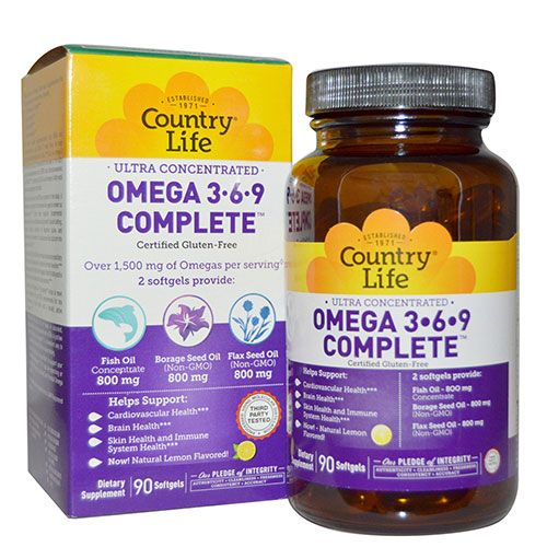 ultra-omega-3-6-9-500x500 image Вітаміни Ультра Омега 3-6-9 90 капсул ТМ Кантрі Лайф / Country Life