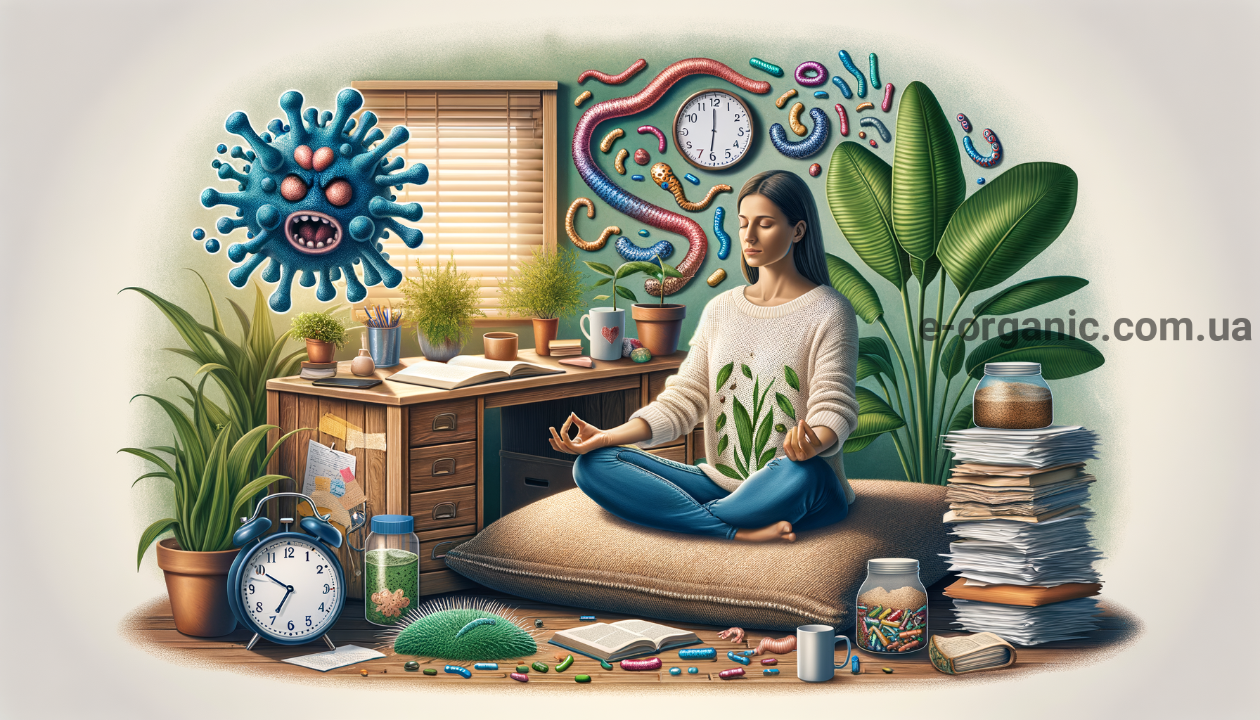Illustration for section: Стрес та емоційний стан: Хронічний стрес може негативн - баланс мікрофлори