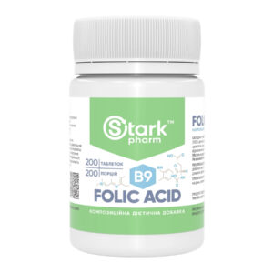 "Stark Folic Acid - 200tab supplement bottle"