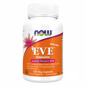 "EVE - 120vcaps dietary supplement bottle."