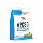 "WPC80 - 900g Banana protein powder packaging."