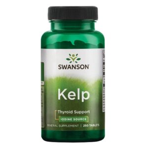 "Kelp Iodine Source 225 mcg tablets bottle."