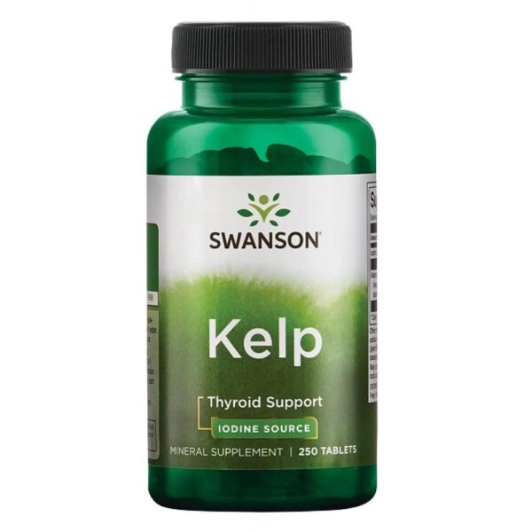 "Kelp Iodine Source 225 mcg tablets bottle."