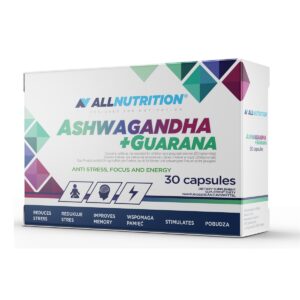 "Ashwagandha 300mg + Guarana - 30caps packaging"