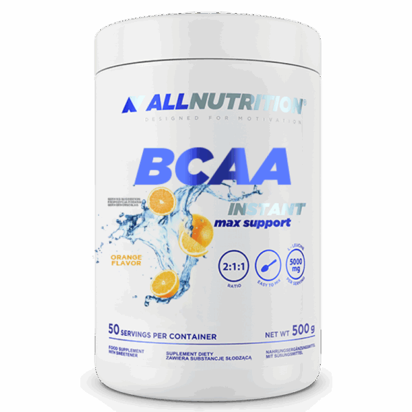 "BCAA Max Support Instant - 500g Orange packaging."