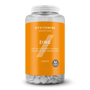 "ZINC - 90tabs dietary supplement bottle."