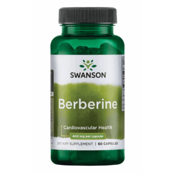 "Berberine 400mg - 60 cap supplement bottle."