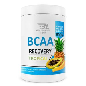 "BCAA Recovery - 500g Tropical supplement packaging"