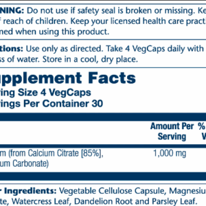 "Calcium Citrate 1000mg - 120 vcaps packaging"