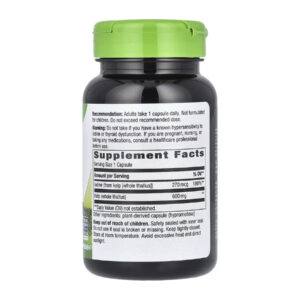 "Kelp - 100 vcaps dietary supplement bottle."
