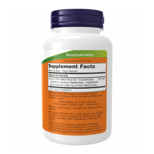 "Maca 750mg - 90 vcaps dietary supplement."