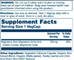 "Magnesium 200mg - 100 vcaps product packaging"