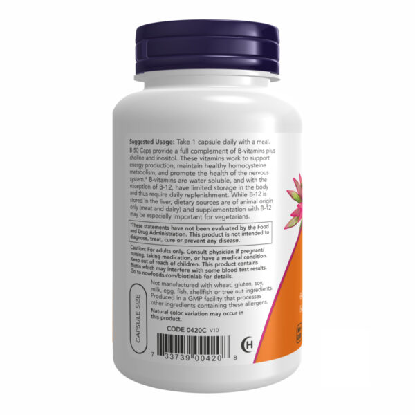 "B-50 - 100 vcaps supplement bottle"