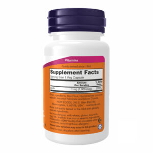 "BIOTIN 1000mcg - 100 vcaps packaging image."