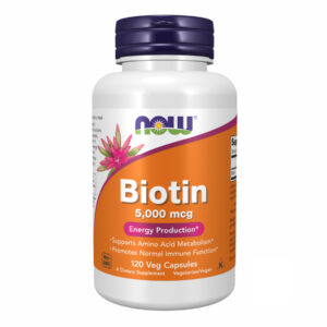 "BIOTIN 5000mcg - 120 vcaps supplement bottle"
