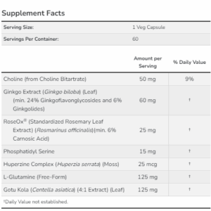"Brain Elevate - 60 vcaps supplement bottle"