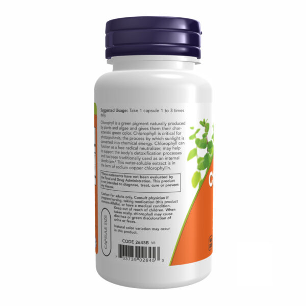"Chlorophyll 100 mg - 90 vcaps packaging"