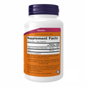 "Choline & Inositol 250/250mg supplement capsules"