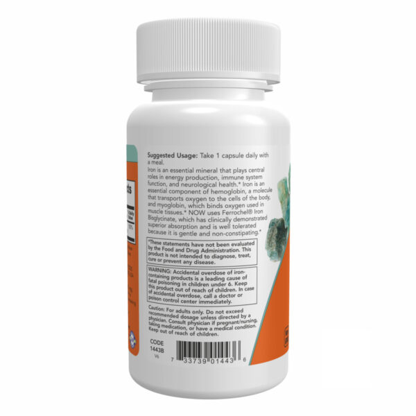 "Iron 18mg Ferrochel - 120 vcaps packaging"