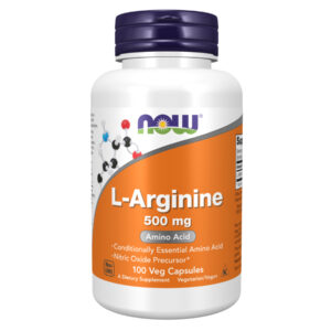L-Arginine 500mg - 100caps product packaging.