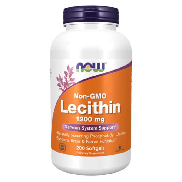 "Lecithin 1200 mg - 200 sgels product packaging."