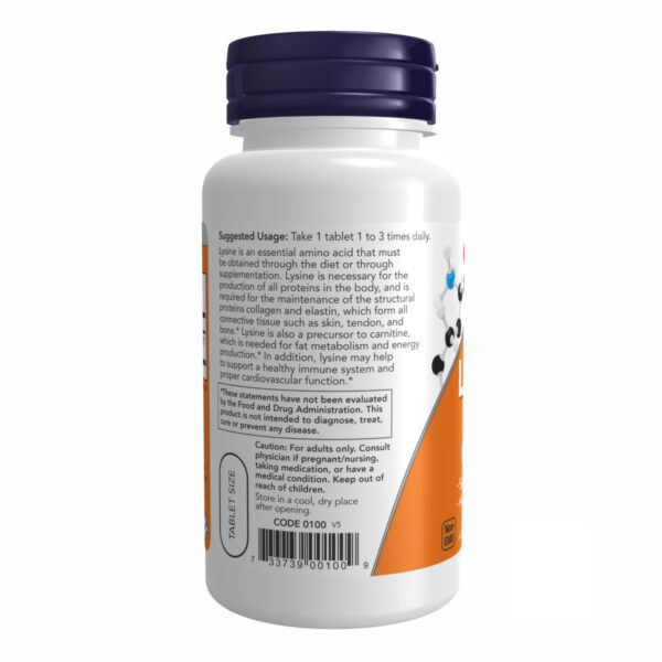 "Lysine 500mg - 250 tabs bottle image."