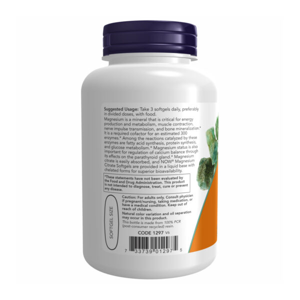 "Magnesium Citrate 134mg - 180 sgels bottle"