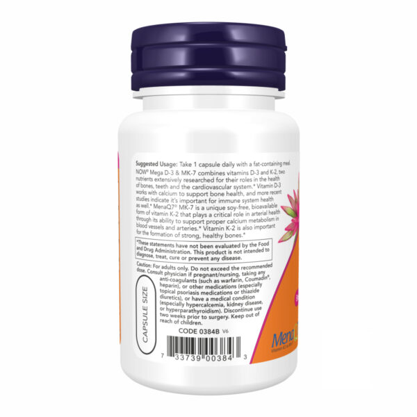 "MEGA D-3 & MK-7 - 60 vcaps packaging"