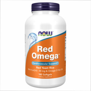 Red Omega - 180 sgels dietary supplement bottle.