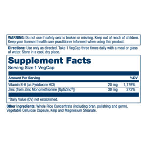 Opti Zinc 30mg - 60 vcaps packaging image.