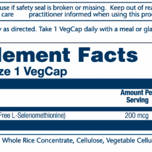 "Selenium Yeast Free 200mcg - 90 vcaps bottle"
