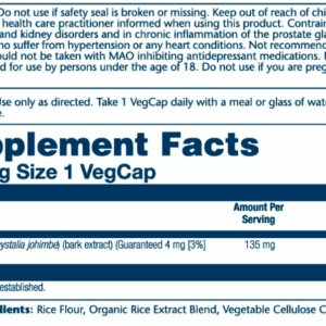 "Guaranteed Potency Yohimbe Bark Extract capsules"