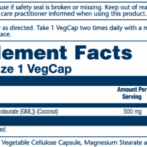"Monolaurin 500mg - 60 vcaps bottle"