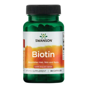 "Biotin 5000mcg - 30 caps supplement bottle"