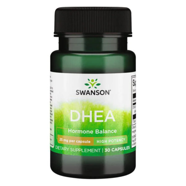 "DHEA 25 mg - 30 caps supplement bottle"
