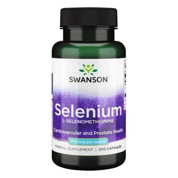 Selenium 100mcg - 200 caps supplement bottle.