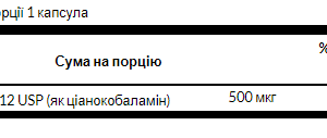 "Vitamin B12 500 mcg - 100 Caps bottle"