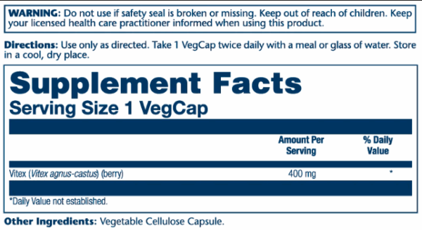 "Vitex Berry Extract 400mg - 100 vcaps bottle"