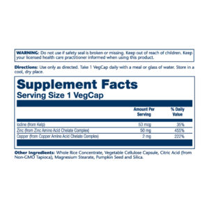 "Zinc Copper - 100 vcaps supplement bottle"