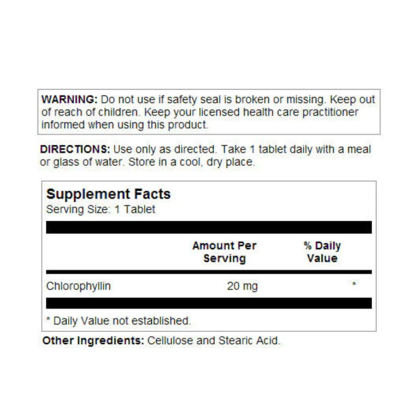 chlorophyll 20mg 100 tabs 25336310773260 6f2e797875