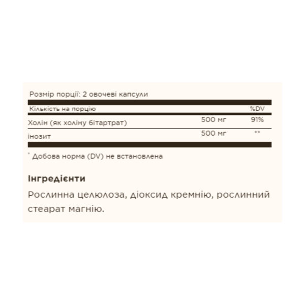 choline inositol 500 mg 500 mg 100 vcaps 45647575966546 231f17a0da