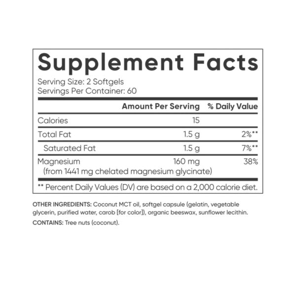magnesium glycinate 160mg 120 softgels 37221290331251 b8a9470573