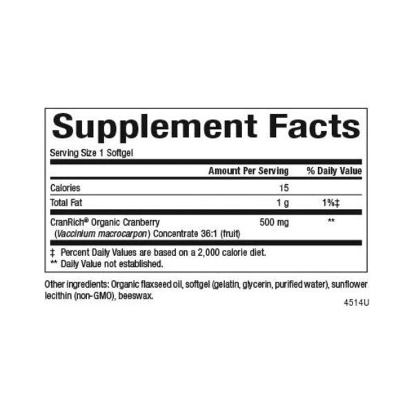 cranrich super strength organic cranberry concentrate 500mg 90 softgels 24819126767313 6ece474967